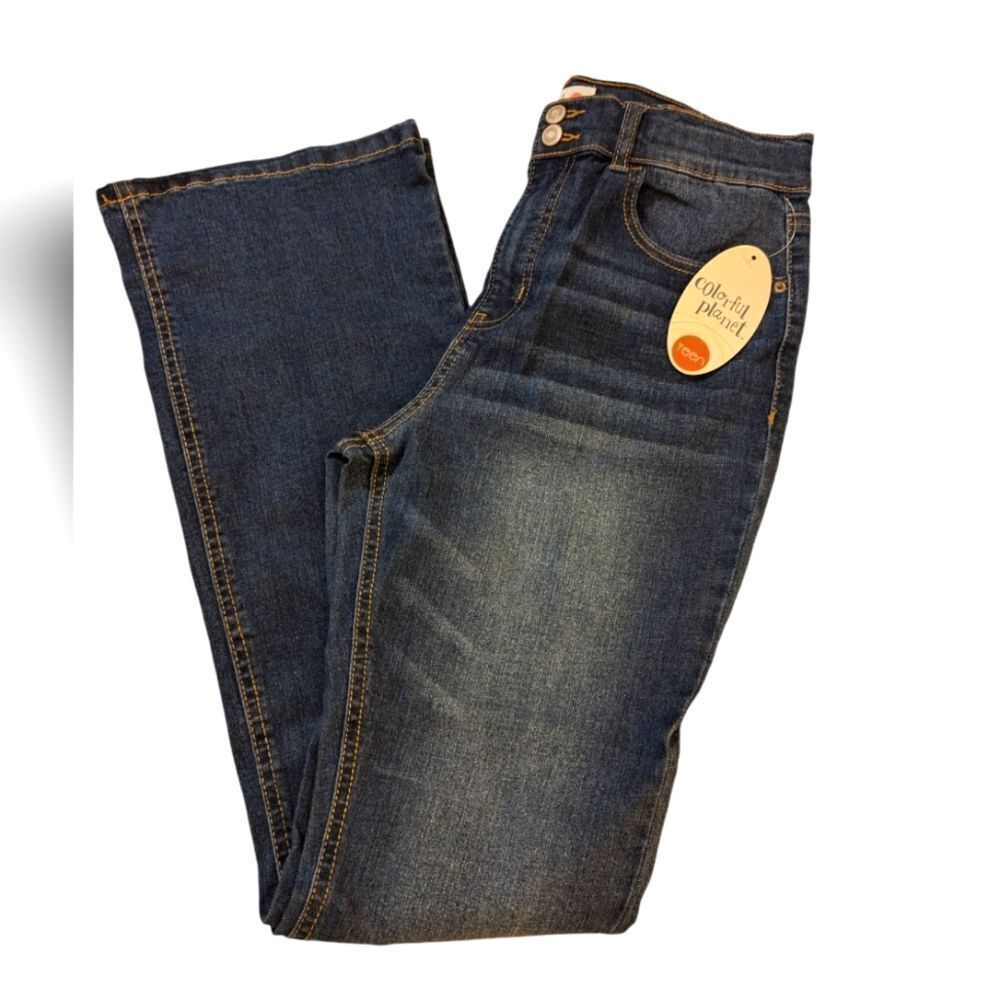 Colorful Planet girls double button flare jeans size 16